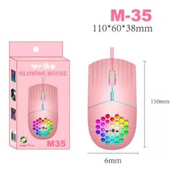 MOUSE WEIBO M-35 GLOWING RGB ROSADO - 1