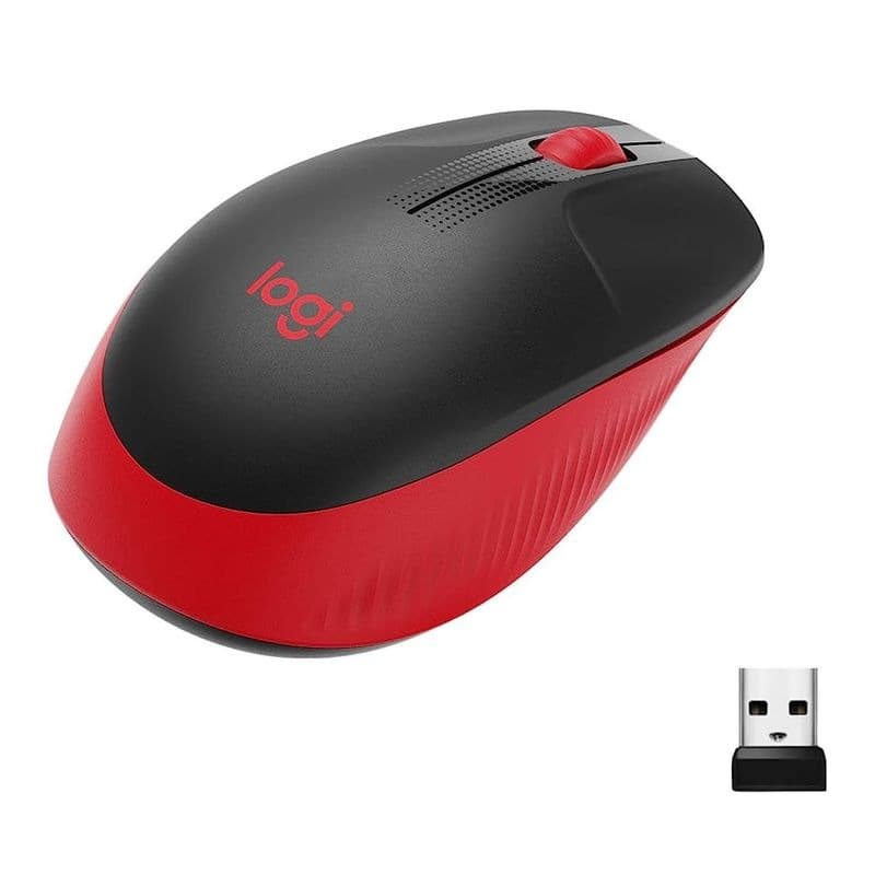 MOUSE LOGITECH M190 WIRELESS FULL BLACK/RED
