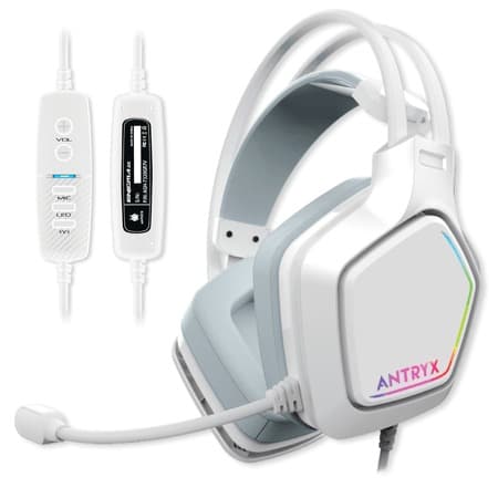 AUDIFONO ANTRYX CHROME STORM ENIGMA WHITE 7.1 ,VIBRADOR, USB