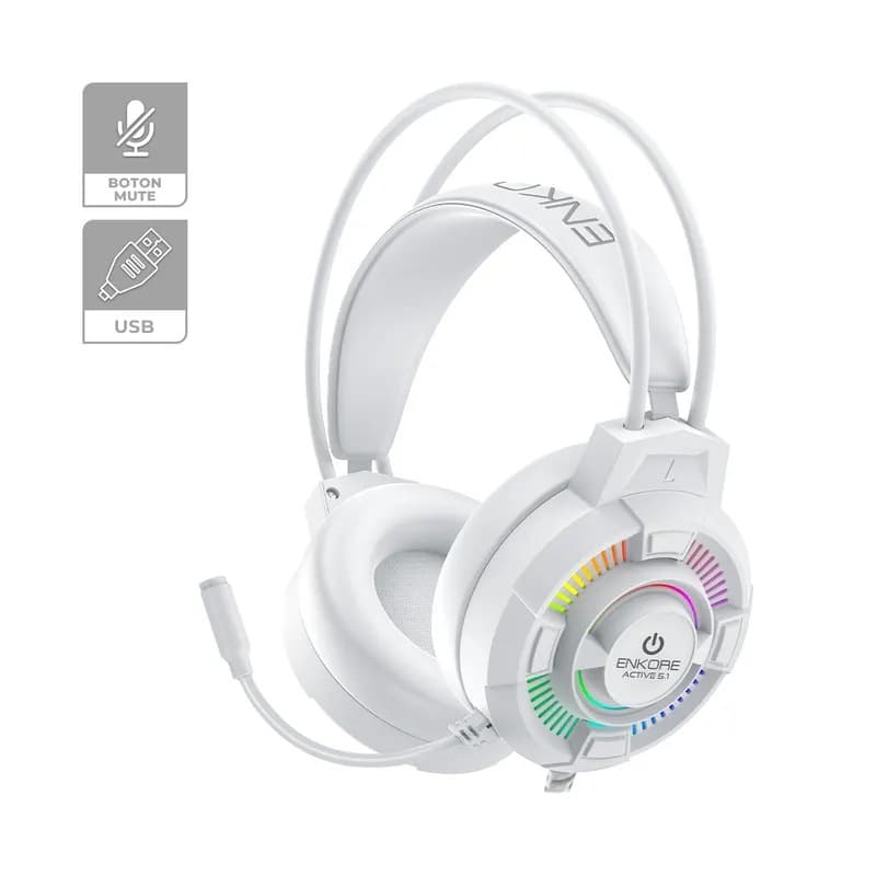 AUDIFONO ENKORE ACTIVE 5.1 EKHG 1004WU USB RAINBOW WHITE