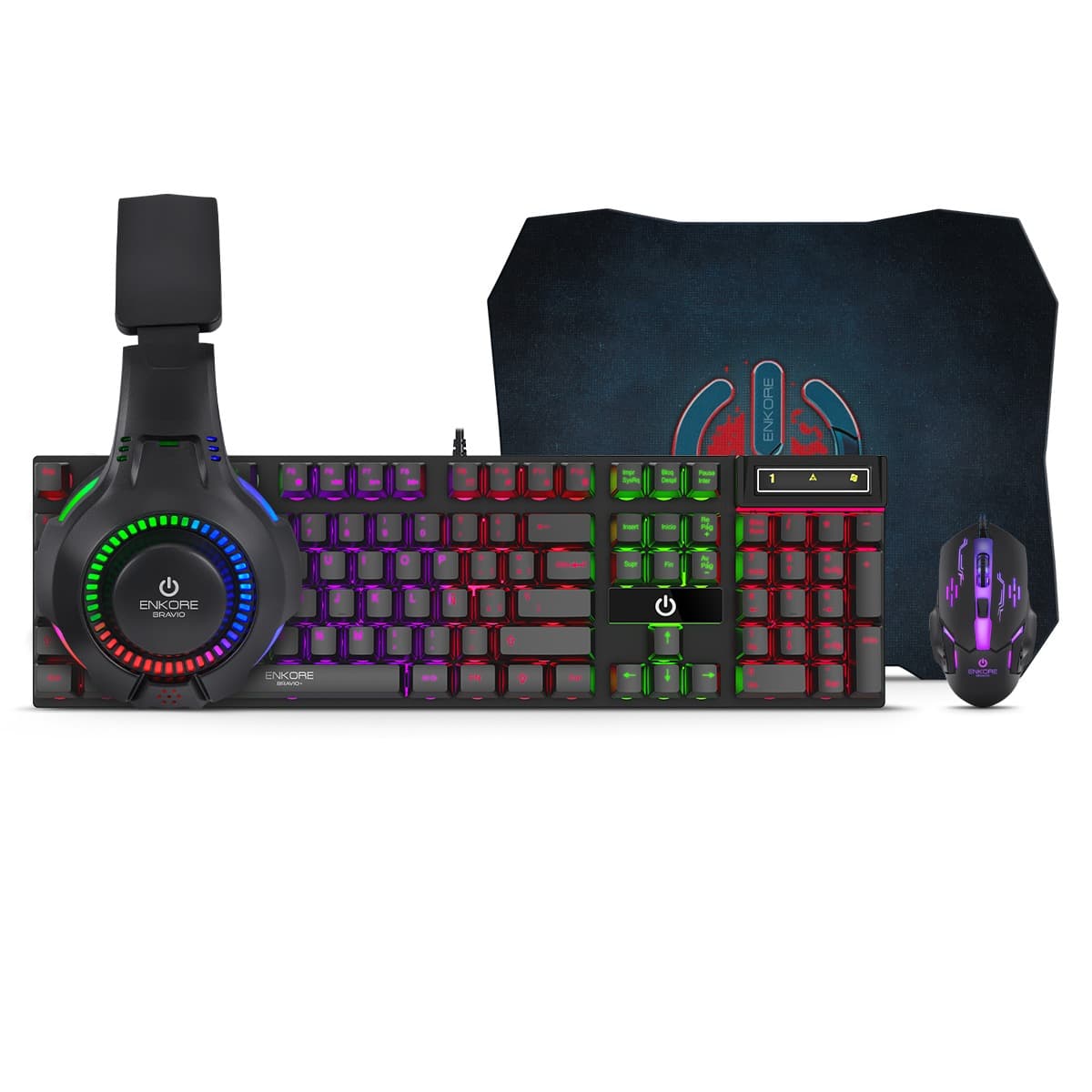 KIT ENKORE BRAVIO 4 ENT G1000-4 GAMER (TECLADO+MOUSE+AURICULAR+PAD MOUSE)